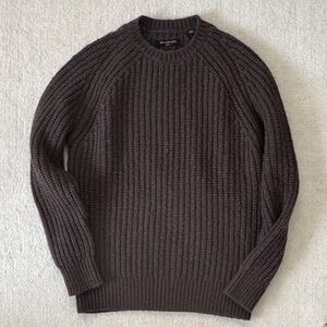 All Saints Men's Dark Brown Crewneck Sweater